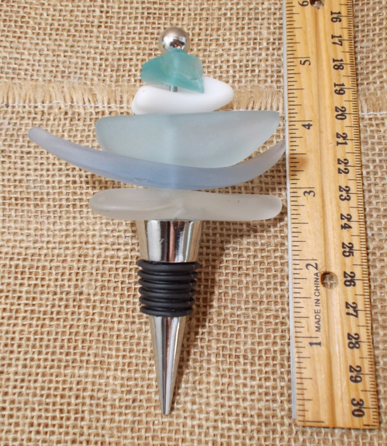 Chunky Sea Glass Topped Wine Bottle Stopper