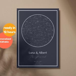 Custom Star Map Print – Personalized Night Sky Poster – Minimalist Constellation Wall Art – Couple Gift – Birth Date Sky Chart