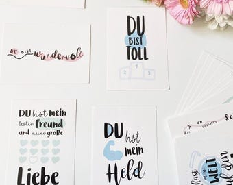 Set of 20 Love Postcards – 20 romantic cards with sayings | DIN A6 | High-quality print | Share your feelings in handwriting