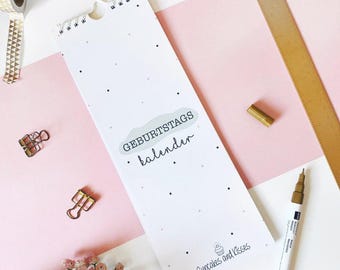 Birthday calendar A5 long | Calendar with zodiac signs | Minimalist perpetual calendar