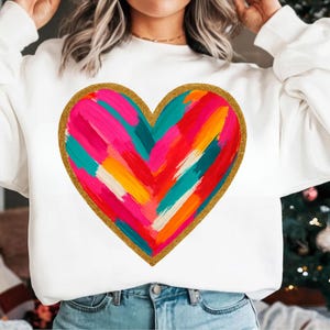 Brush Stroke Heart PNG: Valentine&#39;s Day Sublimation Design (Digital Download