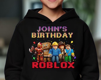 Custom Roblox Hoodie, Personalized Roblox Birthday Sweatshirt, Roblox Kids Hoodie, Roblox Gifts, Roblox Birthday Gift, Roblox Youth Shirt