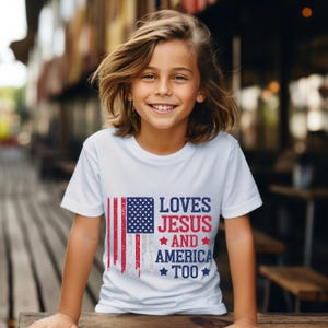 Independence Day Shirt, She Loves Jesus and America Too Shirt, Christian 4th of July Tee, America Retro Shirt, USA Flag Patriotic Top