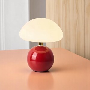 Lampada a fungo vintage, lampada da tavolo retrò in resina, luce notturna in cartapesta Art Déco, accessorio estetico per camera da letto e arredamento per la casa