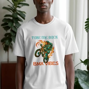 Take Me Back bmx Vibes T-shirt, Retro Space Astronaut bmx Graphic Tee, Vintage bmx Rider Shirt, Cool bmx Cycling Shirt