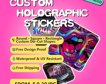 Custom Holographic Die-Cut Stickers | Waterproof Logo Business Labels