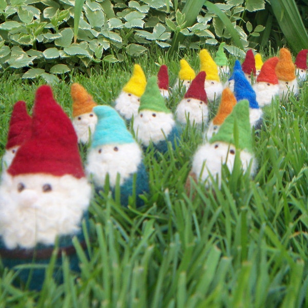 Pocket Gnome - Needle Felted Gnome - Felt Gnome wearing YOUR CHOICE of colors