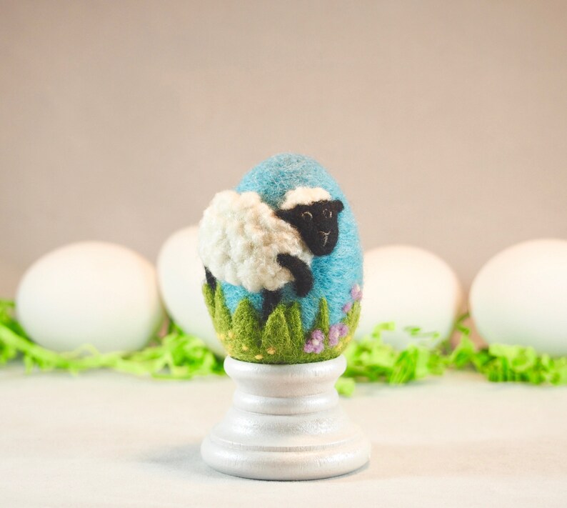 Needle Felted Egg Spring Sheep Easter Egg Sculpted Wool Etsy