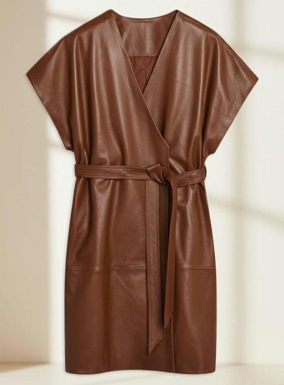 Handmade Lambskin Leather Wrap Dress  Luxury Fashion - Etsy