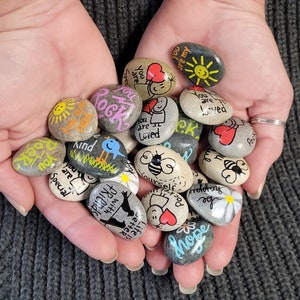 Positivity Pebbles Set of 20, Encouragement Stones, Gift for