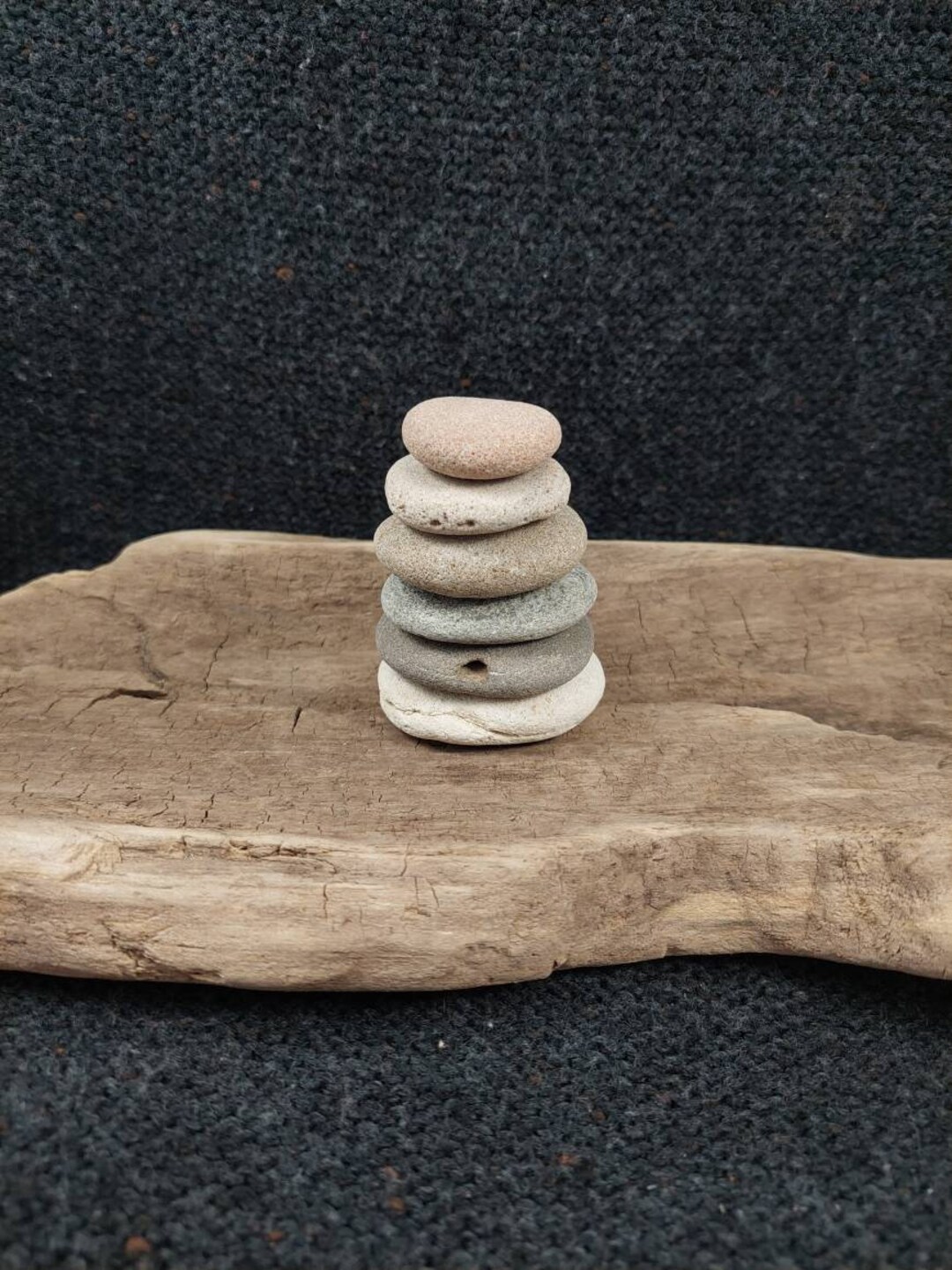 Stone Cairns, 6 Stones Flat/tan/gray Beach Rocks Painting/pebble Art