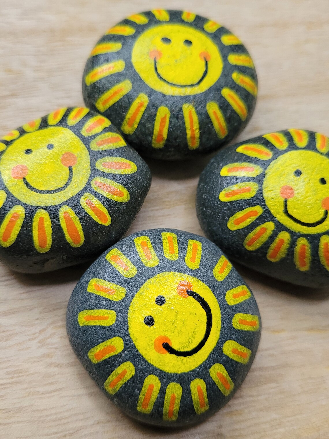 Smiling Rpck Smiling Sunshine Painted Rock Magnet: Beach Stone Pebble Art - Etsy