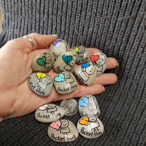 Pocket Hug - Painted Keepsake Rocks - Coworker, Classroom, Friend - Token - encouragement, inspiration - bulk - cause awareness - Valentine