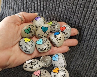 Pocket Hug - Painted Keepsake Rocks - Coworker, Classroom, Friend - Token - encouragement, inspiration - bulk - cause awareness - Valentine