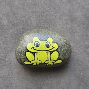 Hand painted refrigerator magnet - painted stone - FROG - frog magnet - painted rock - gardener gift -  frog lover