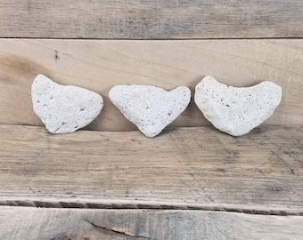 3 heart-shaped beach rocks/pebbles, assortment - Lake Michigan stones - jewelry, decorating, crafting, fairy garden