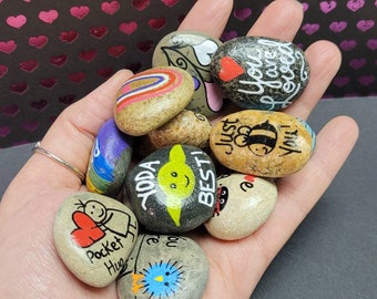 Small Bulk Valentine Gifts - Painted Rocks - Coworker, Classroom, Friend, Lover Valentine's Day - Love - Card Stuffer - Kids Valentine