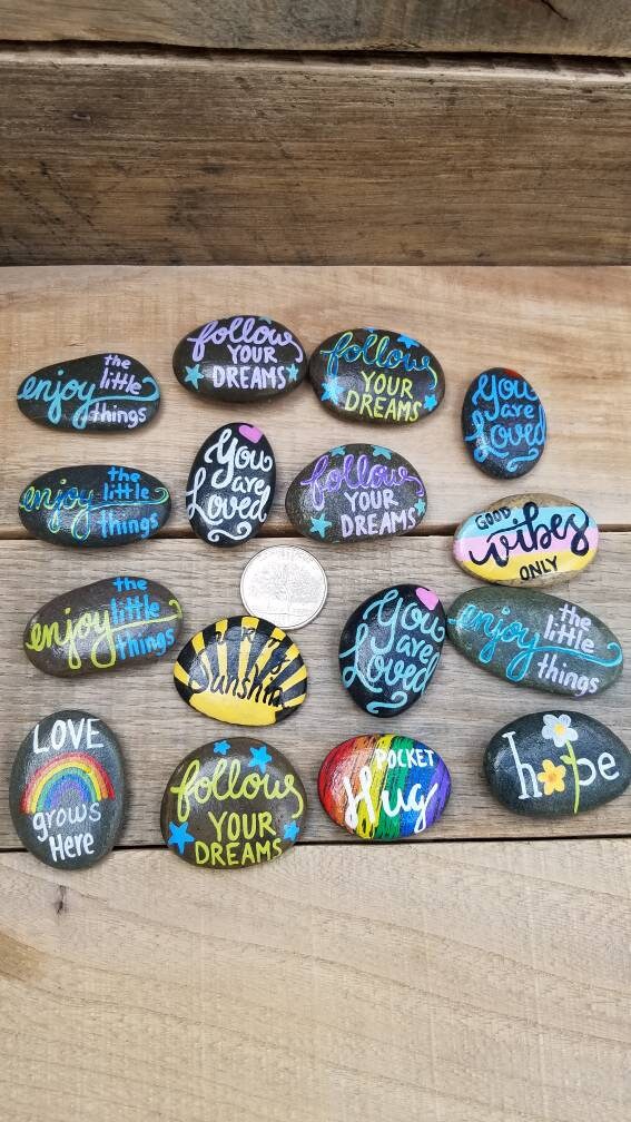 Pocket hugs Painted keepsake Rocks Coworker Classroom Etsy