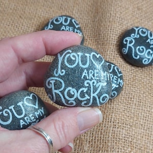 Painted Rock - &quot;You Are My Rock&quot; - refrigerator magnet - handpainted stone - Love or appreciation gift - anniversary gift - wedding gift