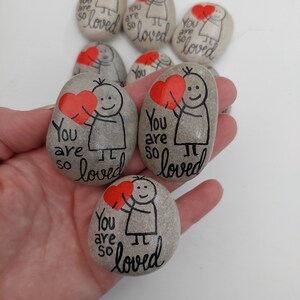Painted rock - &quot;You are so loved&quot; - option to add magnet - Valentine&#39;s Day gift - Love - Pocket stone - worry stone - stocking stuffer