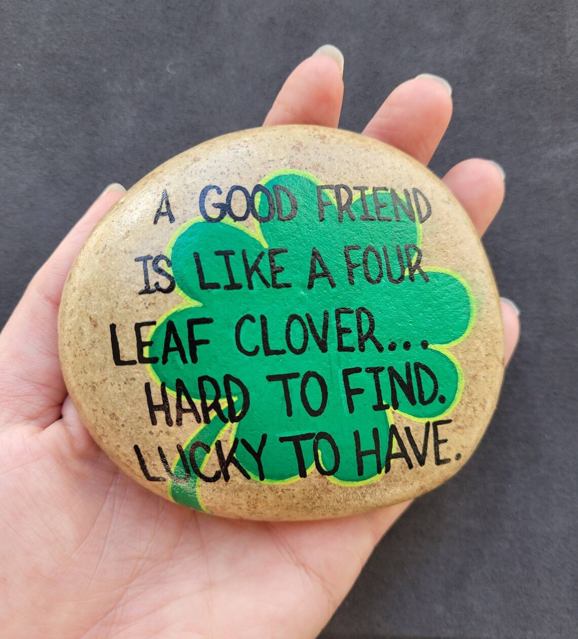 Friendship Painted Stone Large Table Stone Paperweight Etsy