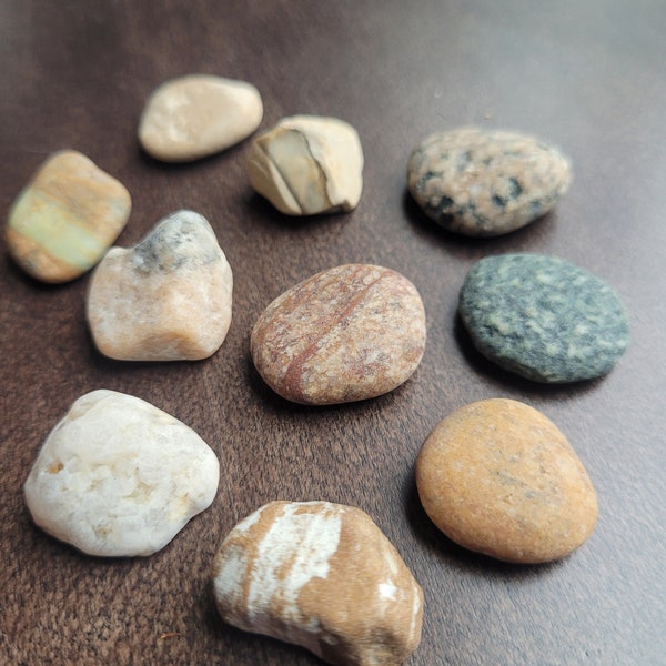 10 small beach rocks/pebbles, colorful assortment - Lake Michigan stones - jewelry, decorating, crafting, fairy garden