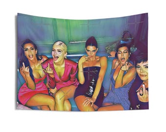 Kardashian Family Middle Finger Indoor Wall Tapestries | Kardashian Family Middle Finger Tapestry