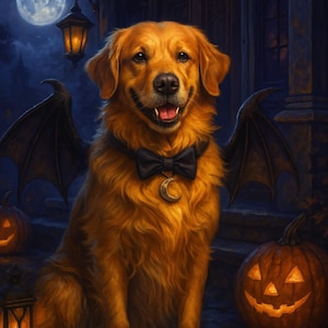 Digitale download, aangepast Halloween-hondenportret, gotisch huisdier, afdrukbare download, huisdier Halloween-muurdecor, cadeau huisdierliefhebber