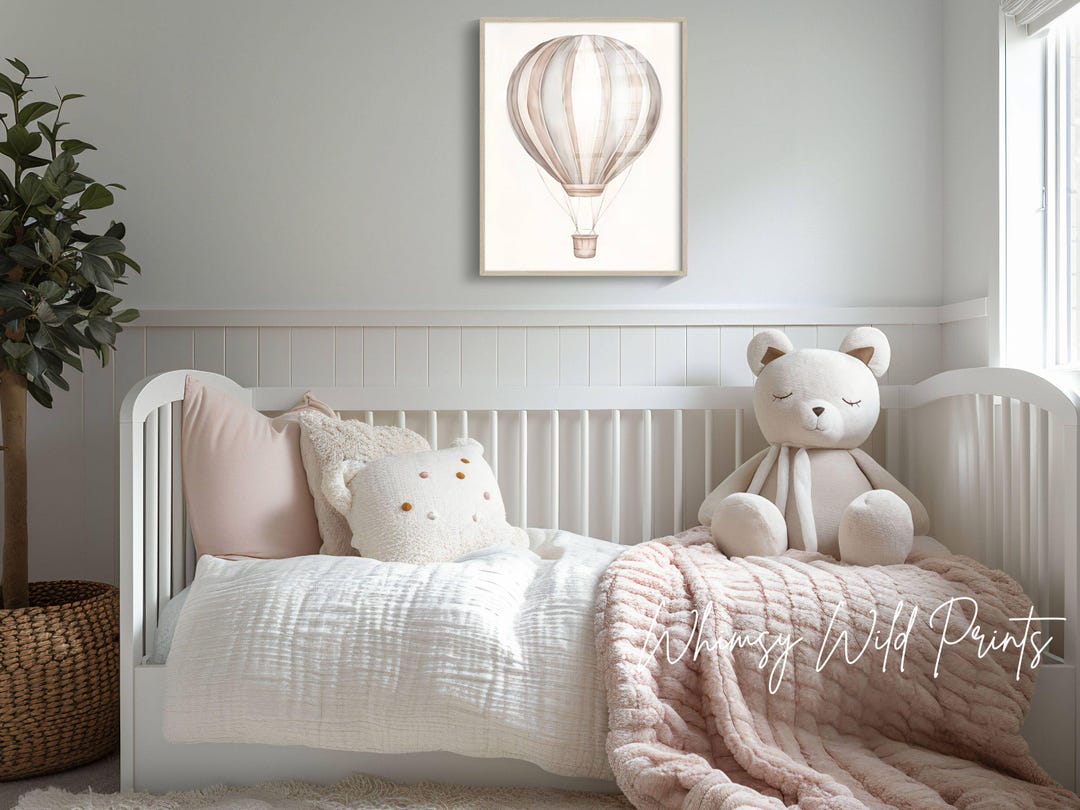 Vintage Hot Air Balloon Nursery Print: Boho Baby Room Decor (digital ...