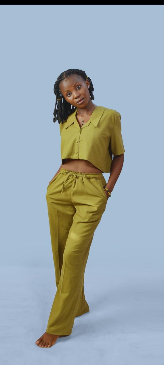 high waisted dress pants and crop top Bra Top And High Waisted Long Pants Set  STYLED BY ALX COUTURE