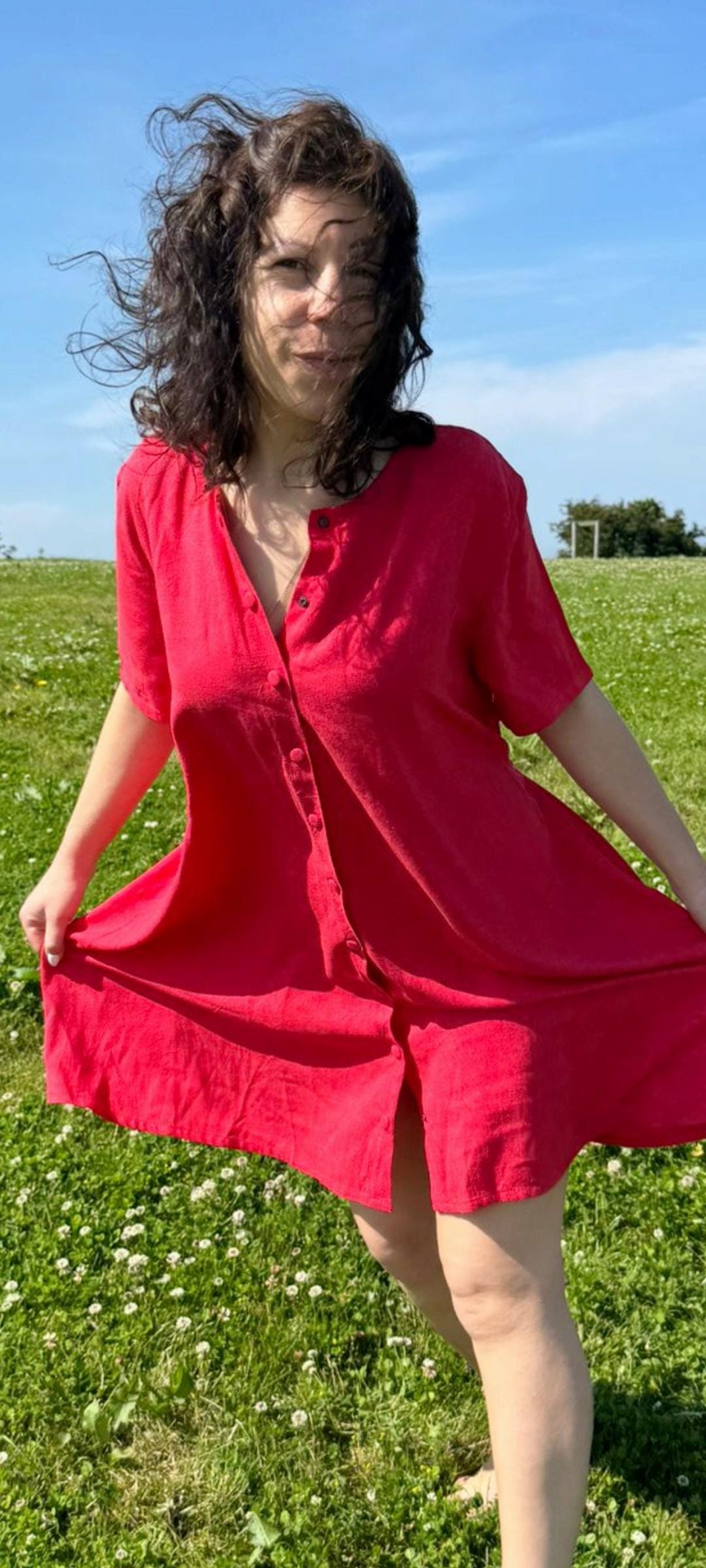 Linen Shift Dress: Fuchsia Pink, Short Sleeve, Side Lace - Etsy