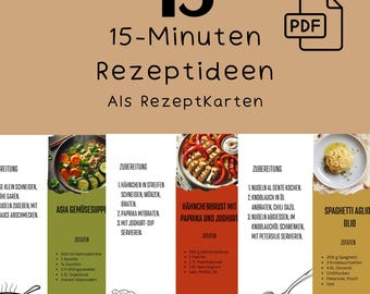 A6 recipe cards and mini cookbook | 15-minute PDF recipes | Quick and healthy cooking | Kitchen & meal prep gift ideas