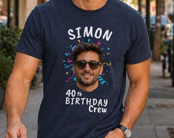 Personalized Birthday Photo Shirt, Comfort Colors Custom Face Birthday Tee, Birthday Crew Shirt, Birthday Squad Shirt, Custom Birthday Gift