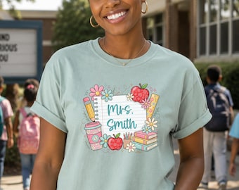 Custom Name Teacher Shirt, Personalized Teacher T-Shirt, Teacher Gift, Back to School, Teacher First Day of School, Kindergarten Teacher