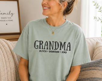 Custom Grandma Shirt with Grandkids Names, Comfort Colors® Grandma Shirt, Grandma Gift, Grandparents Day, Customized Mother's Day Gift