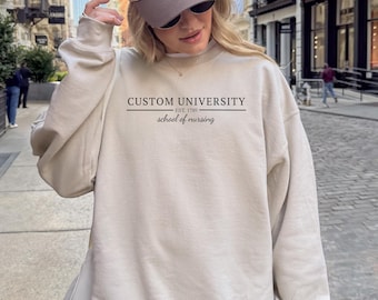 Custom University Sweatshirt, Personalized College Hoodie, Custom School Name & Department Sweatshirt, College Graduation Gift MAS05