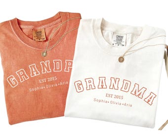 Comfort Colors® Grandma and Grandpa Shirt, New Grandma Shirt, Gift for Grandpa, Pregnancy Announcement Shirt, Christmas Gift For Grandparent