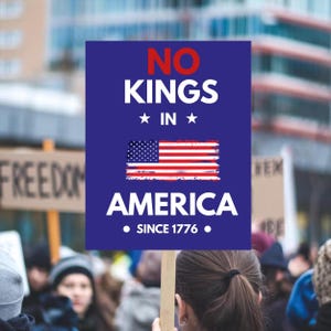 No Kings In America Protest Sign, Anti-Trump Resistance, Political Activist Poster, Rally Sign, Resist Fascism Protest Poster