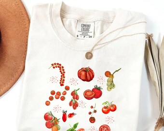 Comfort Colors® Tomato Shirt, Fruit Shirt, Botanical Shirt, Cottagecore Clothing Vegan Shirt, Garden Shirt Vegetable Shirt,Aesthetic Clothes