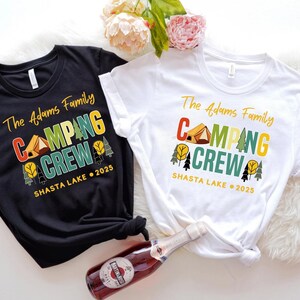 Custom Camping Crew 2025 Shirt, Family Camping Tee, Matching Camping Tees, Girls Camping, Family Trip, Girls Vacation, Campfire T-shirt