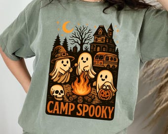 Camp Spooky Summerween Comfort Colors® Shirt, Summer Halloween Tshirt, Spooky Summer Tee, Cute Ghost, Spooky Summer, Oversized Beach Shirt