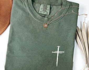 Comfort Colors® Cross Shirt, Minimal Faith Tee, Christian Gift for Him or Her