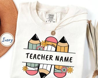 Custom Name Teacher Shirt, Personalized Teacher T-Shirt, Kindergarten Teacher Tee, Teacher Gift, Back to School, Teacher First Day of School