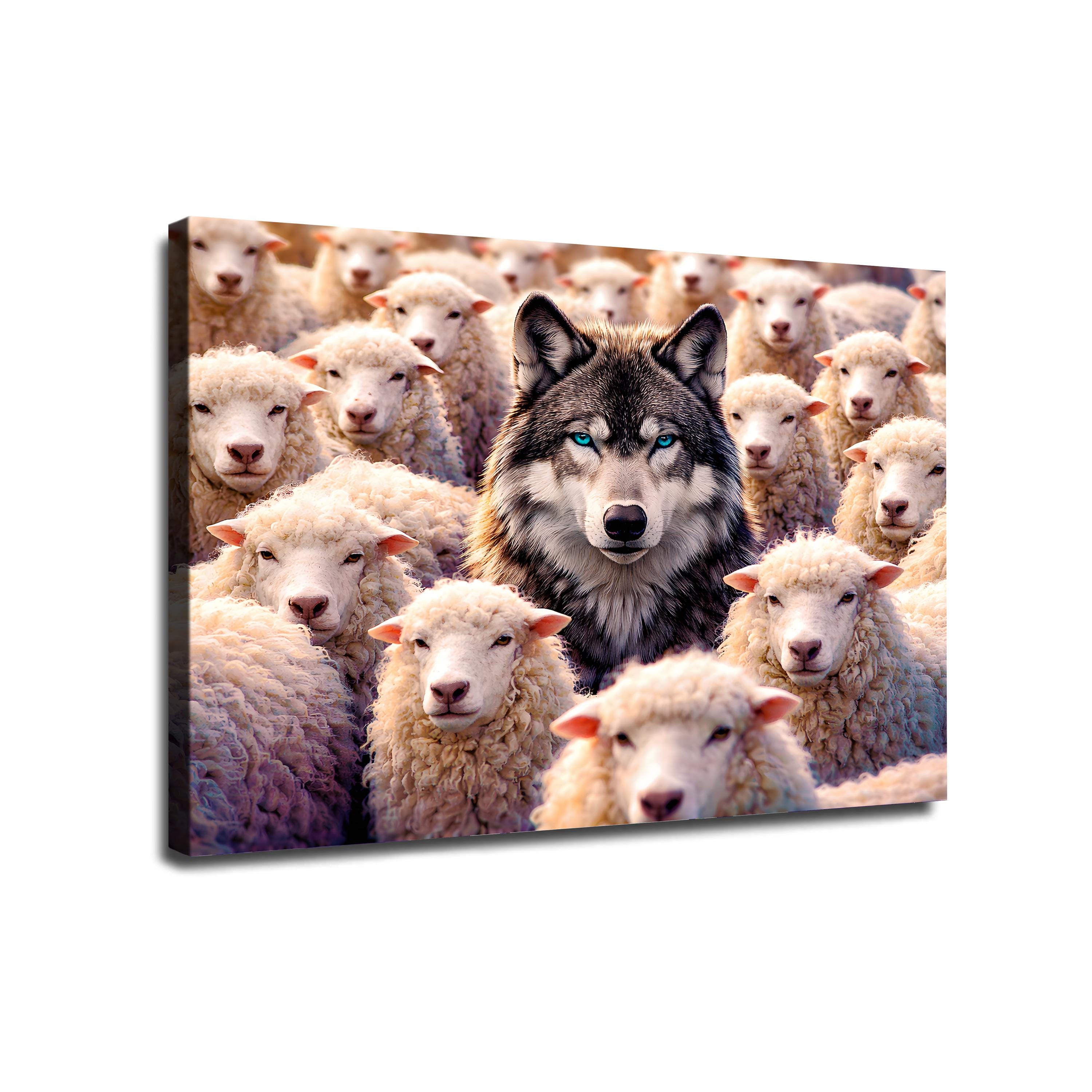 Wolf Among Sheep Wall Art Blue Eyes Alpha Wolf Poster Masculine