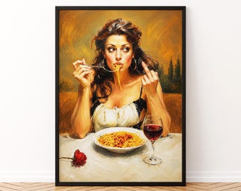 Funny Woman Wall Art Canvas Print Sassy Kitchen Decor Wine Lover Poster Gift