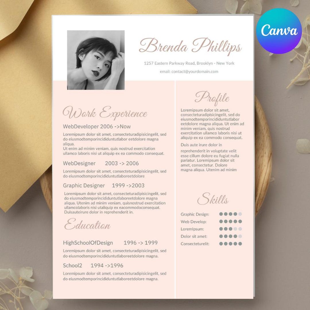 Canva Resume Template With Photo | CV Template Canva | Creative Resume ...