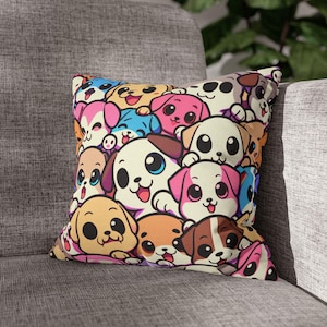 Köpek Desenli Pillowcase, Dog Pattern Pillow Cover, Spun Polyester Square Cushion, Decorative Pet Lover Home Décor, Throw Pillow Sham,