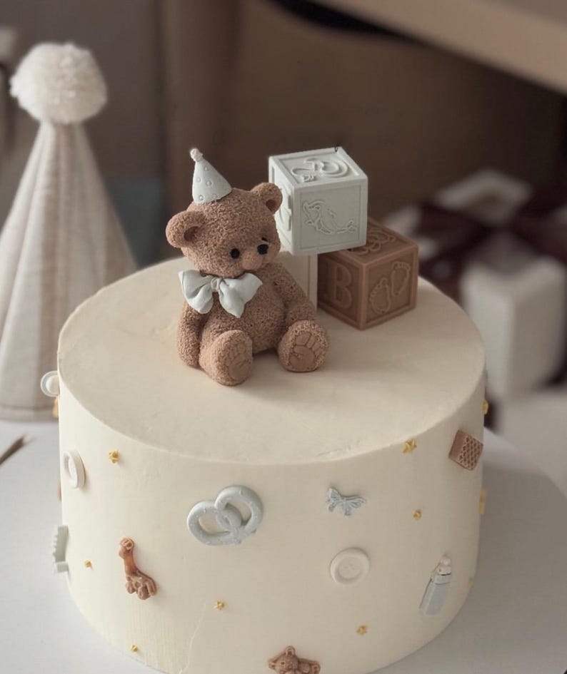 Fondant Teddy Bear Cake Topper , Birthday,baby Shower Decoration - Etsy