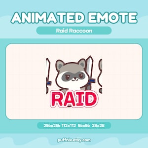 Animated Raid Raccoon Emote | Cute Raccoon Raid Reaction Meme | Twitch Discord Kick YouTube Streamer Welcome GIF