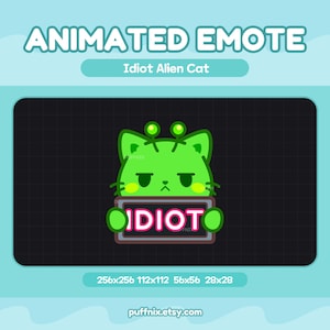 Animated Idiot Alien Cat Emote | Funny Stupid Cat Meme Reaction | Twitch Discord Kick YouTube GIF Stream